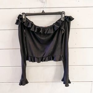 PAC sun off the shoulder ribbed crop top